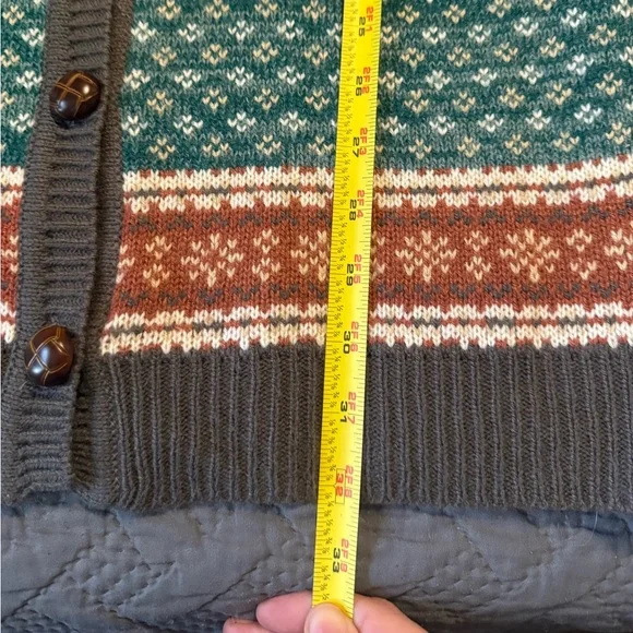 ✨ Mak B Fair Isle Button Down Cardigan Rustic Cottage Sweater Size M - Picture 7 of 7